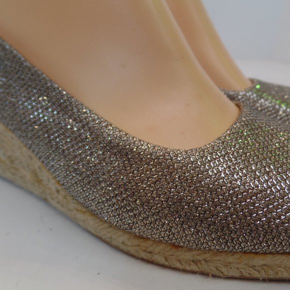 White Mountain Sparkling Wedge Espadrilles Sz 8 Buckle Closure Manmade Materials - Picture 13 of 15